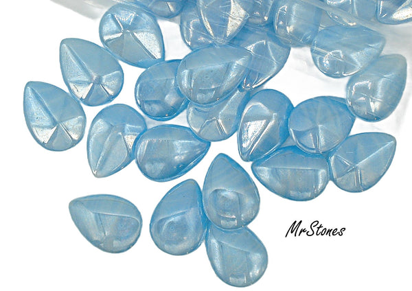 18x13mm (3101) Blue Agate Luster Pear Pendeloque Buff Top Doublet