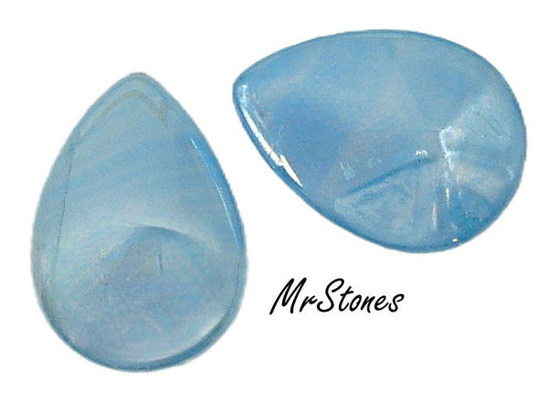 18x13mm (3101) Blue Agate Luster Pear Pendeloque Buff Top Doublet