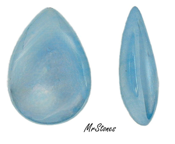 18x13mm (3101) Blue Agate Luster Pear Pendeloque Buff Top Doublet