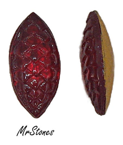 15x7mm (3146) Siam Red Textured Bumpy Top Marquise Navette