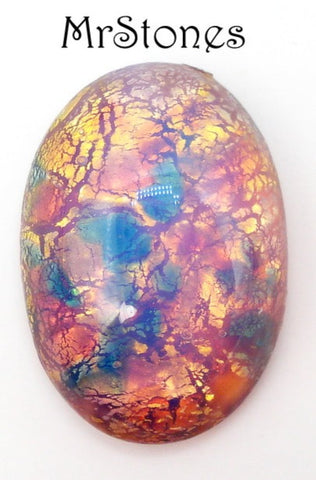 16x12mm (1685) Fire Opal Harlequin Oval Cabochon #2