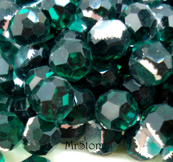 5mm (4860) Emerald Green 3/4 Cut Faceted Swarovski Balls 4 pc Lot $1.00