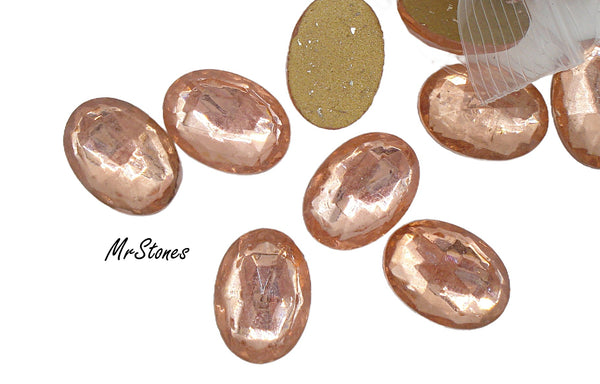 18x13mm (3293) Rosaline Peach Rose Oval Rauten Rose Cut