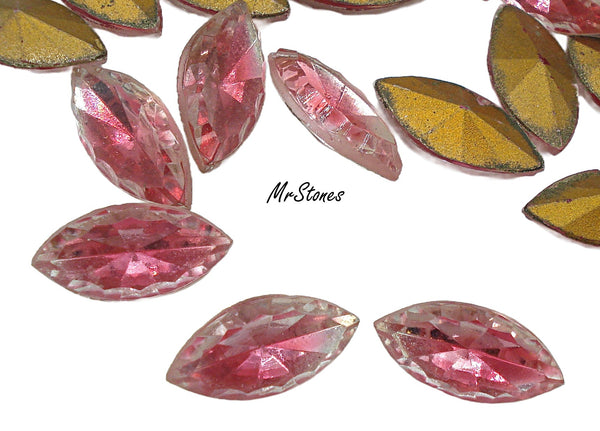 15x7mm (4215/2) Ruby Crystal Bi Color Two Toned Marquise Navette Scalloped Edge