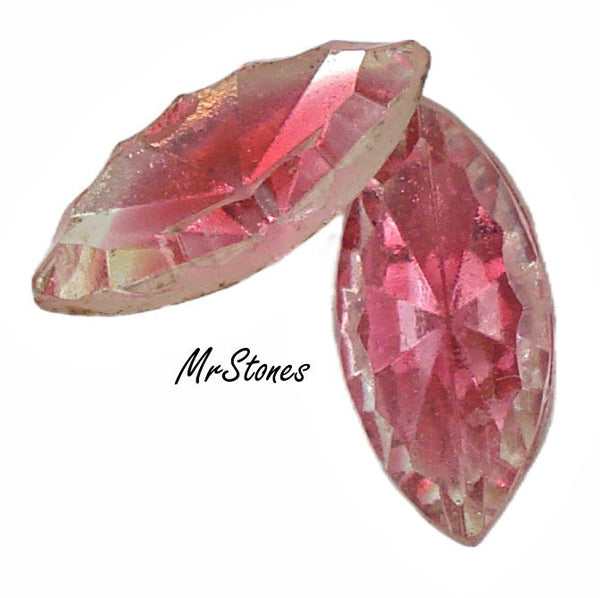 15x7mm (4215/2) Ruby Crystal Bi Color Two Toned Marquise Navette Scalloped Edge