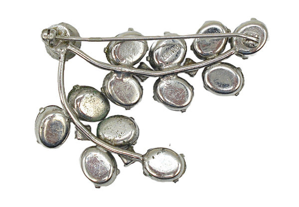 Kramer Brooch Silver Tone Prong Set Amethyst Variety 2.5"