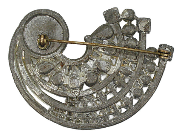 Pot Metal 2 1/4" Elegant Design Brooch Crystal Dark Sapphire Professionally  Re-stoned