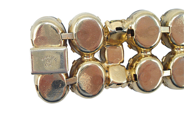 Kramer of N.Y. Bracelet Amethyst Jonquil Rhinestones 7" x 1"