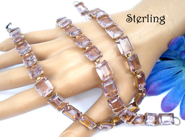 Art Deco Set Sterling Necklace Bracelet Light Amethyst