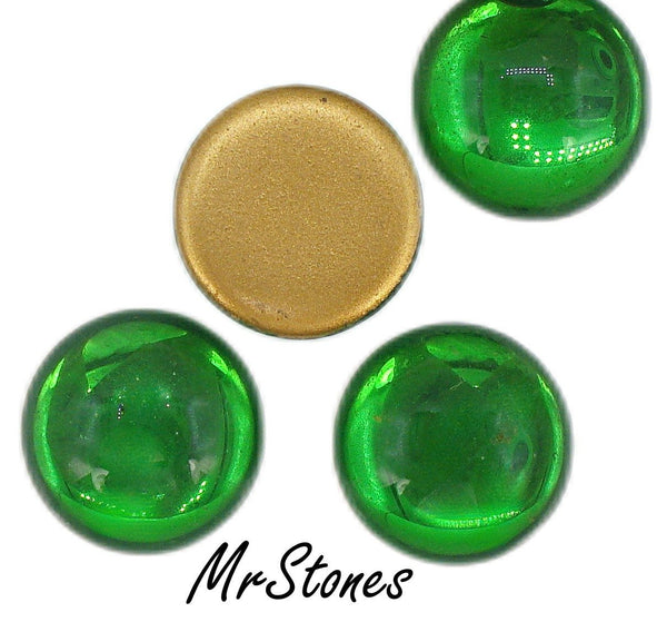 18mm (2194) Peridot Green Round Glass Czech Cabochon