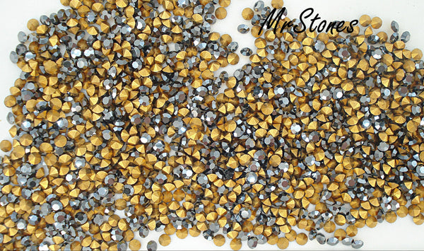 2.8-2.9mm (1100) (22pp) Jet Hematite Round Chatons Czech