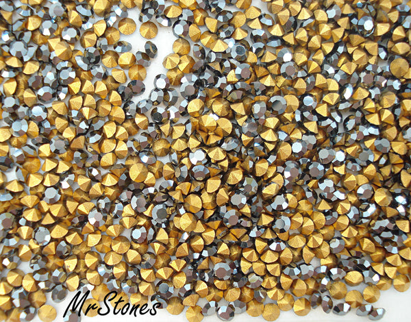 2.8-2.9mm (1100) (22pp) Jet Hematite Round Chatons Czech