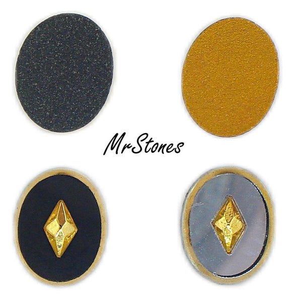 10x8mm (2155) Oval Cabochon Flat Top Hole For 5x2.5mm Diamond Shape Jet or Hematite