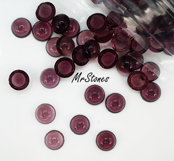 7mm (2194) Amethyst Purple Un-foiled Round Glass Cabochon