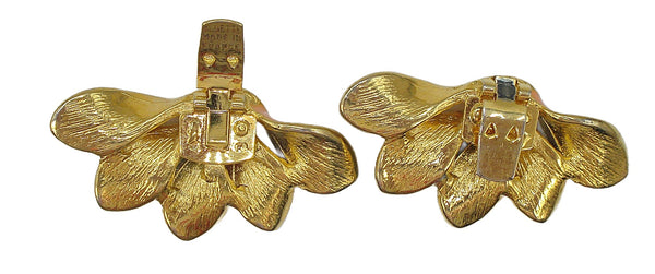 Bluette Colorful Enamel Petals Shoe Clips Gold Tone Made in France 2"