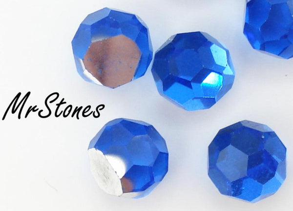 6mm (4860) Sapphire Blue 3/4 Faceted Swarovski Balls 3pcs/$1.00