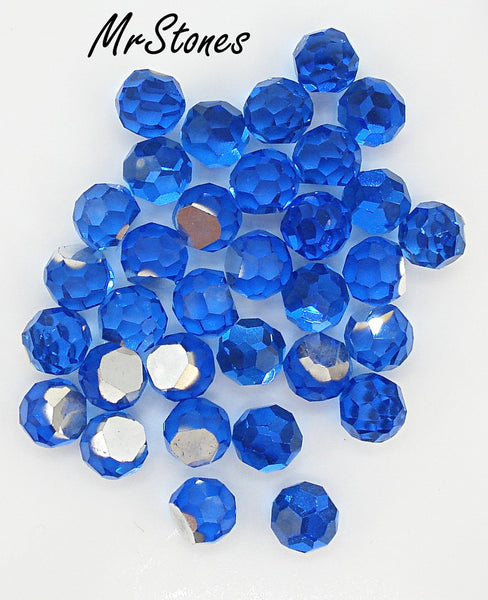 6mm (4860) Sapphire Blue 3/4 Faceted Swarovski Balls 3pcs/$1.00