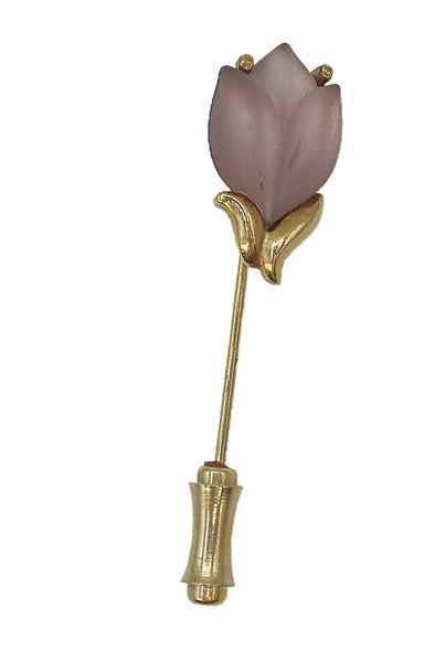 Whiting and Davis 1 3/4" Frosted Amethyst Purple Tulip Stick Hat Pin