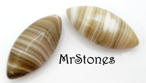 15x7mm (3175) Beige White Stripe Marquise Cabochon Bombe Cut
