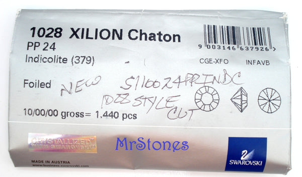 3mm (1028) (24pp) Indicolite Blue New Swarovski Round Chaton
