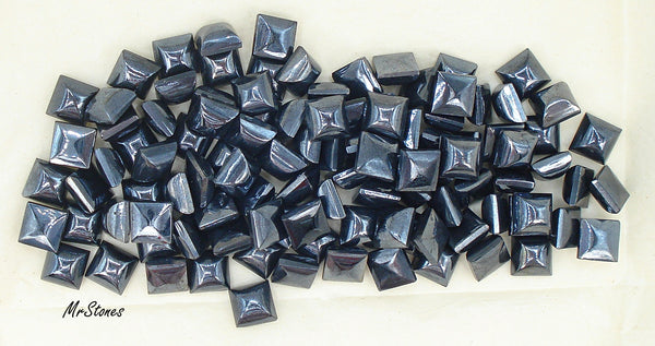 8mm (2062) Hematite Glass Square Cabochon West Germany