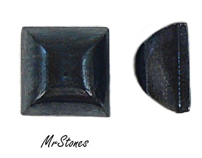 8mm (2062) Hematite Glass Square Cabochon West Germany