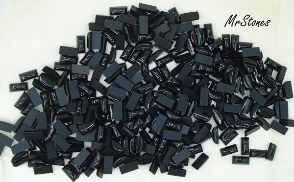 8x4mm (2500) Jet Black Baguette Cabochon West Germany