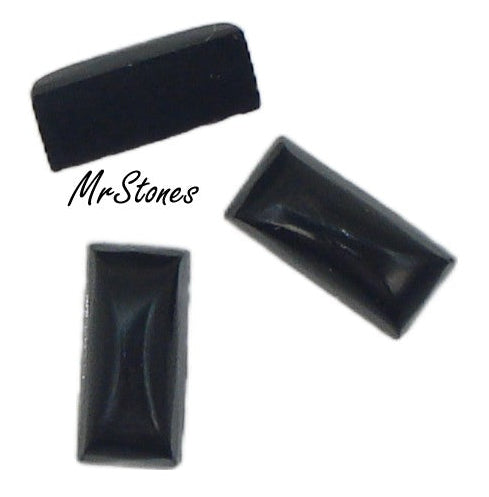 8x4mm (2500) Jet Black Baguette Cabochon West Germany