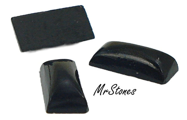 8x4mm (2500) Jet Black Baguette Cabochon West Germany