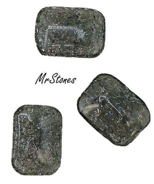 18x13mm (3436) Black Diamond Crackle Cushion Octagon Buff Top Doublet 1pc or 36pc/Pkg