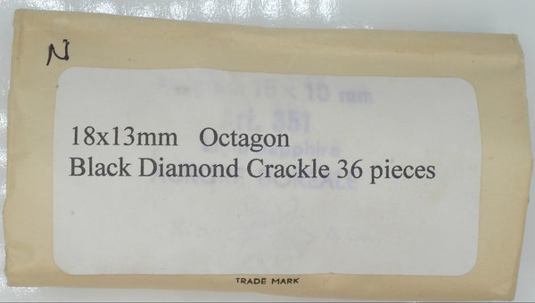 18x13mm (3436) Black Diamond Crackle Cushion Octagon Buff Top Doublet 1pc or 36pc/Pkg