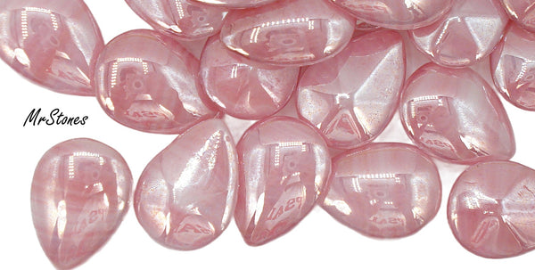 18x13mm (3101) Pink Agate Luster Glossy Pear Pendeloque Buff Top Doublet W.G.