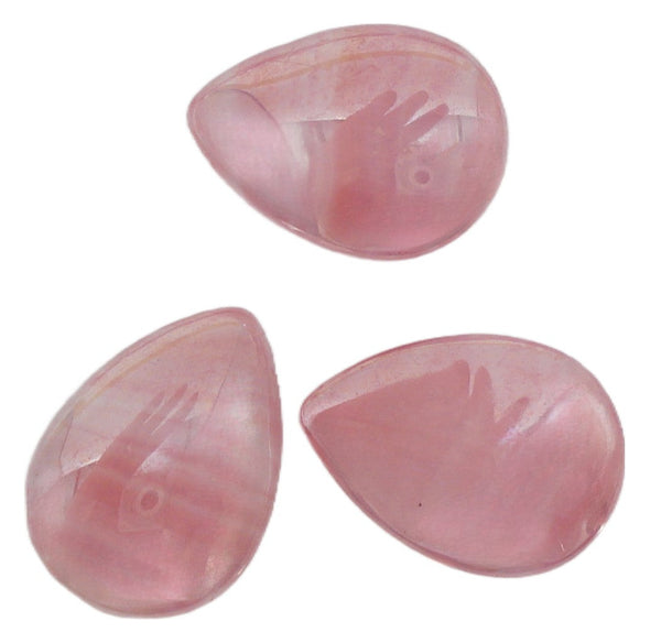 18x13mm (3101) Pink Agate Luster Glossy Pear Pendeloque Buff Top Doublet W.G.