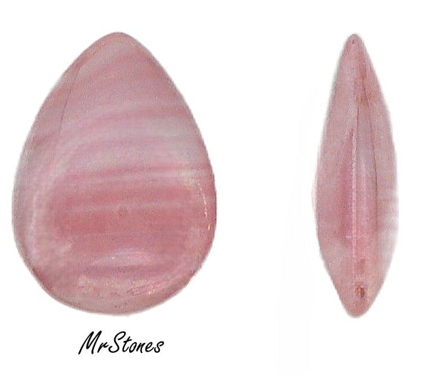18x13mm (3101) Pink Agate Luster Glossy Pear Pendeloque Buff Top Doublet W.G.