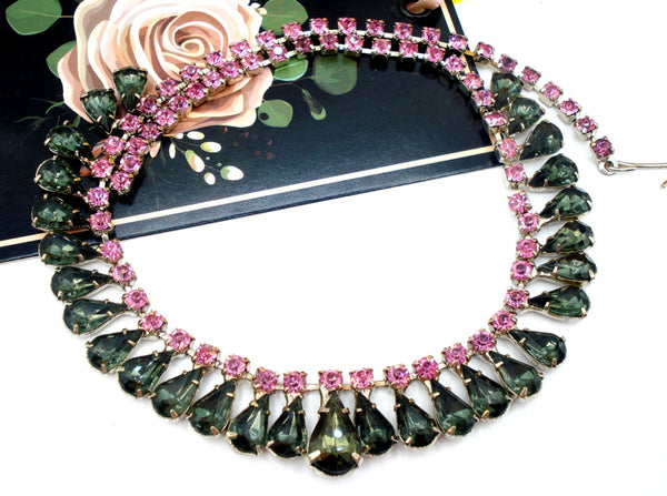 Necklace Choker Style Black Diamond Rose Rhinestones