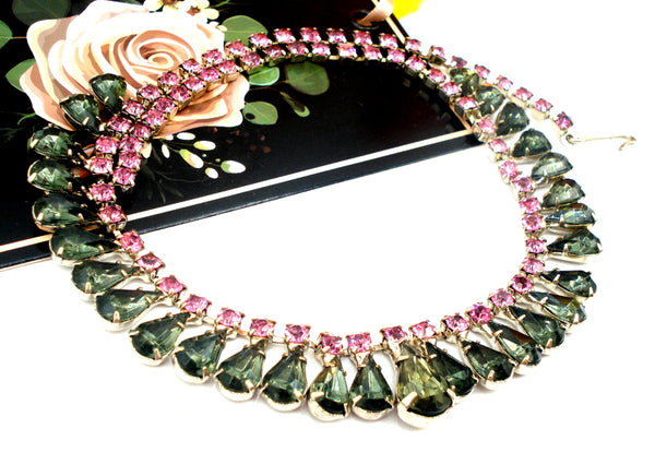 Necklace Choker Style Black Diamond Rose Rhinestones