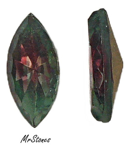 15x7mm (4215/2) Bi-Color Ruby Green Tourmaline Scalloped Edge Marquise Navette