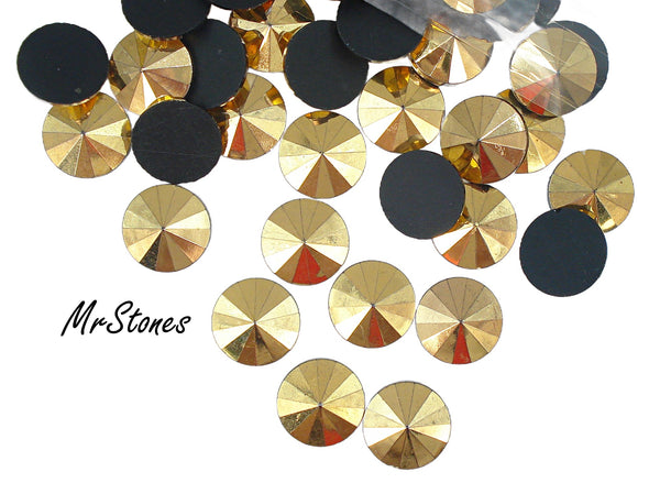 16 mm (2006) Arum Gold Round Flatback Rivoli West Germany