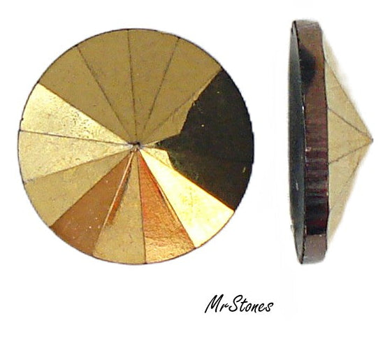 16 mm (2006) Arum Gold Round Flatback Rivoli West Germany