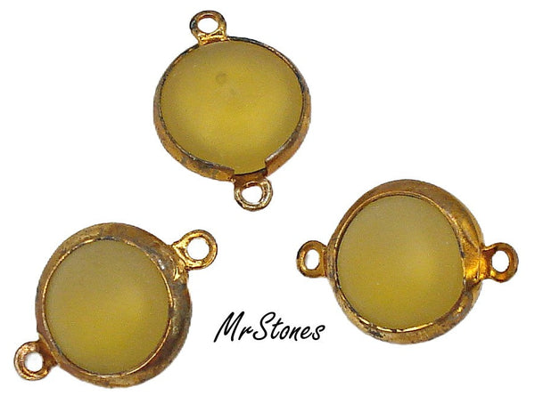 11mm (LINK) (48ss) Bezel Set Gold Tone Setting Topaz Frosted Round Connector 2/$1.00