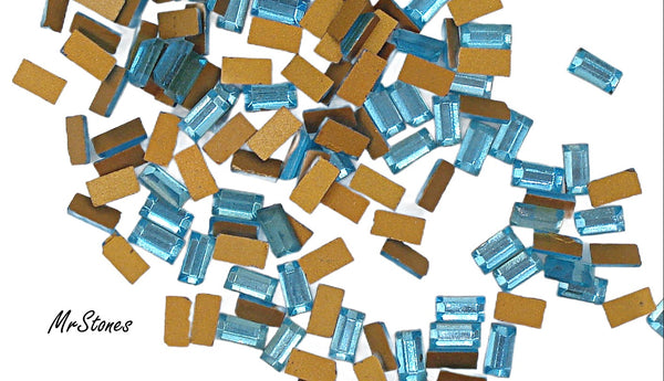 5x2.5mm (3932) Old Czech Aqua Flatback Baguette  4pk/$1.00