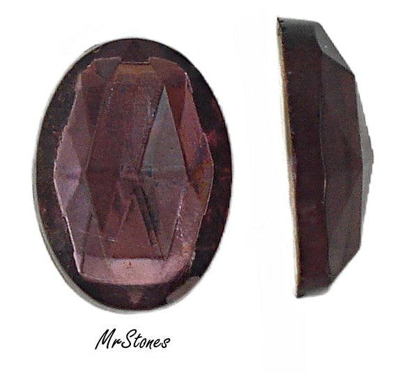 18x13mm (3293) Amethyst Purple Rauten Rose Oval Fully Faceted Top Flat Back