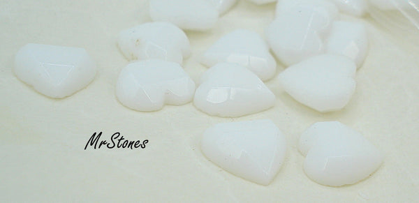 9mm (2800/2) Heart Chalk White Step Cut Top Flat Back West Germany