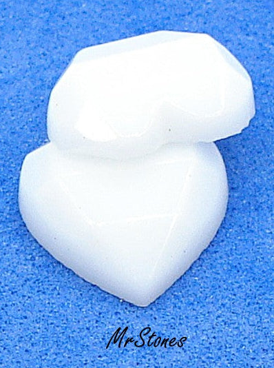 9mm (2800/2) Heart Chalk White Step Cut Top Flat Back West Germany