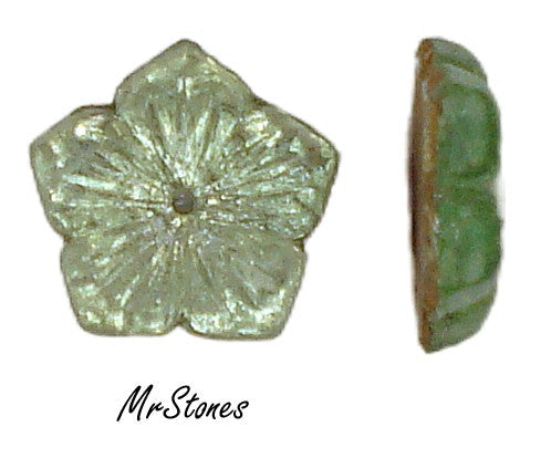 12-13mm Flower Chrysolite Green 5 Petal Flatback Center Bead Hole
