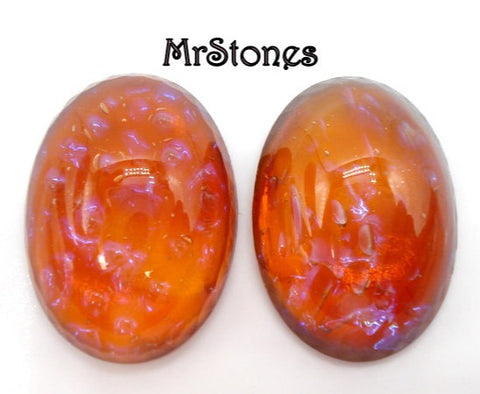 18x13mm (1685) Vintage Mexican Opal Red Orange Oval Cabochon