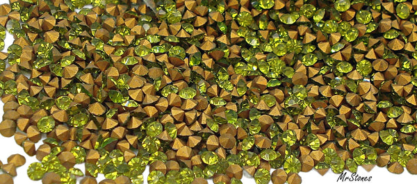 1.7mm (1100) (11pp) Olivine Green Round Chaton 100pk/$4.95