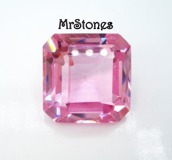 17mm (S19) Pink Square Octagon Step Cut Cubic Zirconia 11.3mm Height