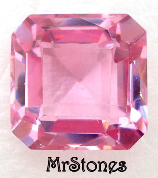 17mm (S19) Pink Square Octagon Step Cut Cubic Zirconia 11.3mm Height