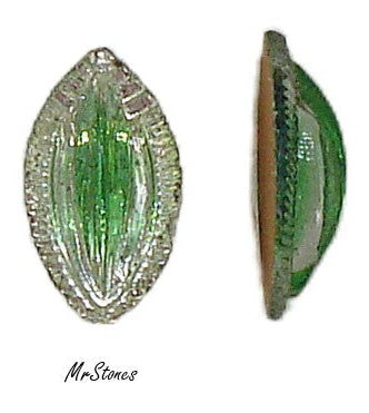 12x7mm Emerald Green Sabrina Glass Ribbed Leaves Flatback Marquise 4pcs/$1.00